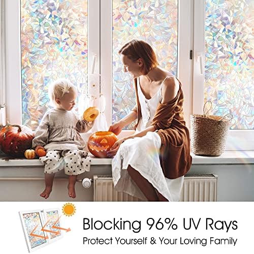 STATINT Rainbow Stained Glass Window Privacy Film, 29.5in x 6.5ft - Image 3