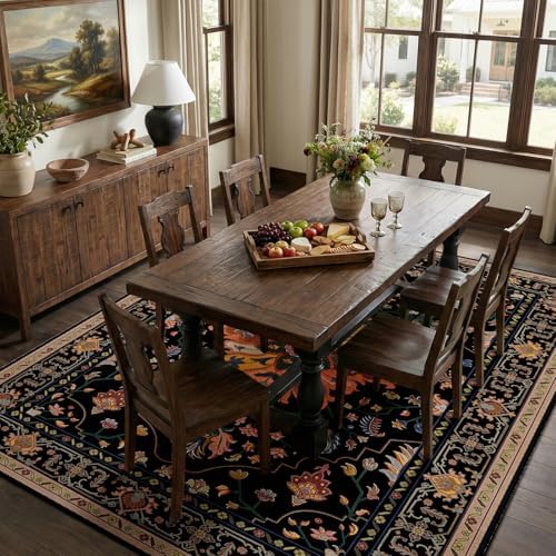 RELEANY Washable Area Rug, 7'x9', Black/Colorful - Image 3