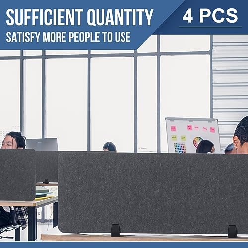Yaomiao 4 Pack Acoustic Desk Divider Soundproof Desk Privacy Panel Freestanding Partitions Sound Absorbing Divider for Office Reduce Noise and Visual Distractions 47.3" x 16"(Dark Gray) - Image 6