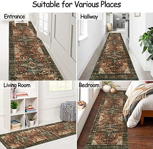 Moynesa Ultra-Thin Washable Vintage Runner Rug - 2'6" x 10' Long Hallway Rug Carpet Runner, Boho Non Slip Stair Runner Kitchen Mat Indoor Oriental Throw Rug for Living Room Bathroom Entry - Image 6