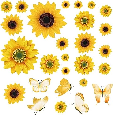AOWDIAO Sunflower Peel and Stick Wall Decals, Sunflower Decorations for Bedroom, Kitchen, Bathroom, Living Room by AOWDIAO