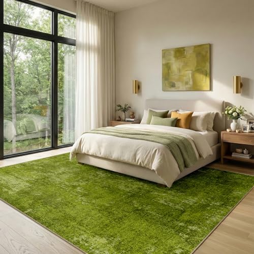 RELEANY Washable 5'x7' Abstract Area Rug for Living Room Grass Green - Image 2