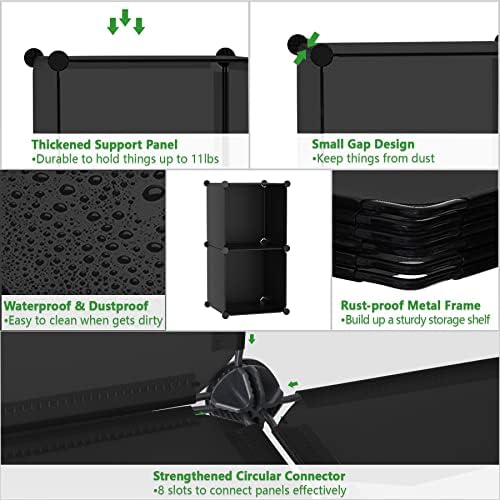 C&AHOME Modular Bookcase, 2-Cube Storage Organizer, Plastic Shelves, Black - Image 6