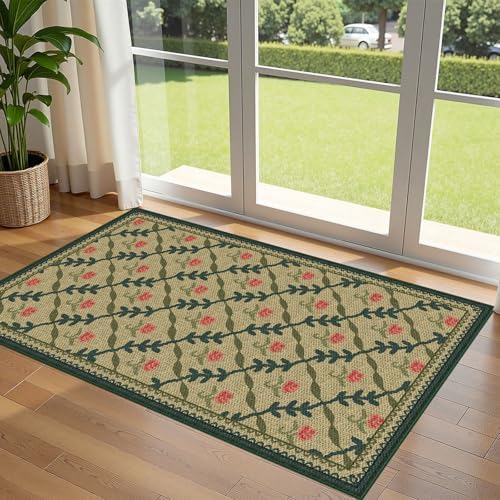 3x5 Entryway Rug, Small Washable Indoor Outdoor Mats for Front Door by Othilic