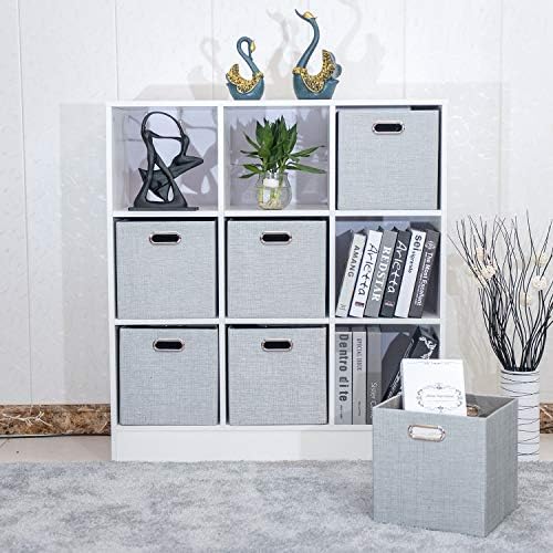 Posprica 3X Thicker Fabric Storage Cubes 13 inch Collapsible Storage Bins for Organization, Cubby Storage Baskets for Organizing Shelf Cabinet Bookcase Boxes, Set of 4, Silver Grey - Image 6