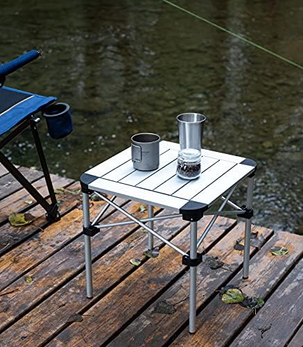 iClimb Lightweight Stable Alu. Folding Square Table Roll Up Top (Silver, S) - Image 2