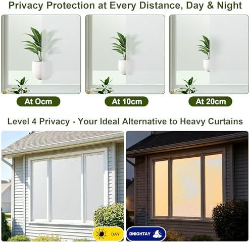 Frosted Glass Window Privacy Film Anti-UV,Embossed White,17.5"x78.7" - Image 6
