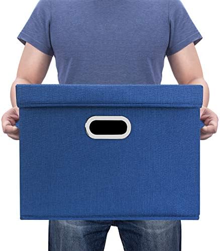 TYEERS Collapsible Storage Bins With Lids, Large Fabric Storage Boxes - 2 Pack - Classic Blue - Image 6