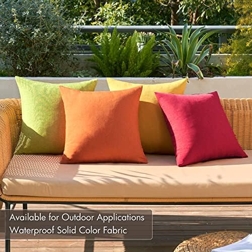 MIULEE Pack of 4 Decorative Outdoor Throw Pillow Covers Linen Waterproof Pillow Covers Summer Farmhouse Cushion Cases for Patio Garden Tent Balcony Couch Sofa 16x16 Inch Red/Green - Image 2