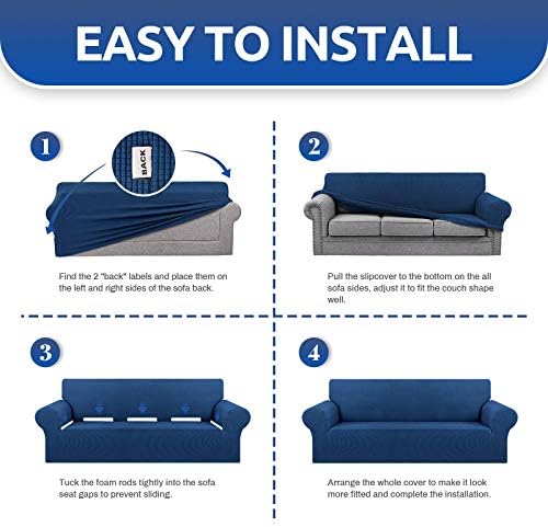 KEKUOU Stretch Chair Sofa Slipcover, Single Couch Cover,Classic Blue - Image 5