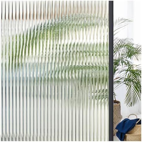Coavas Reeded Glass Window Privacy Film, 3D Fluted Adhesive, 35.4"x157.4" by Coavas
