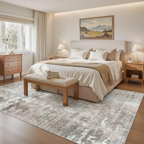 Soalmost Abstract Area Rug 6x9 for Living Room Washable Rugs Pink/Grey - Image 4