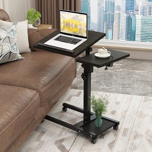 TigerDad Mobile Adjustable Height Laptop Stand PC Computer Portable Notebook Swivel Laptop Desk Rolling Table Desk Cart Tiltable with Wheels Casters& Mouse Pad Table by TigerDad