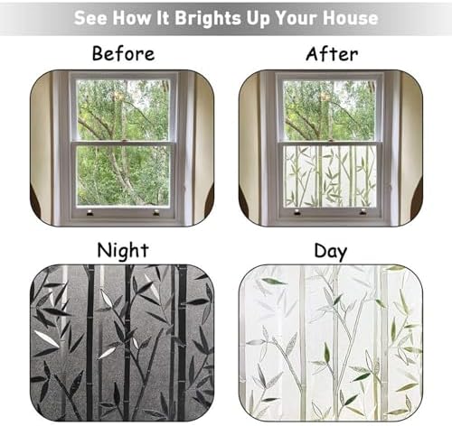 LEMON CLOUD Bamboo Frosted Glass Window Privacy Film, 35.4″ x 118.1″ - Image 4