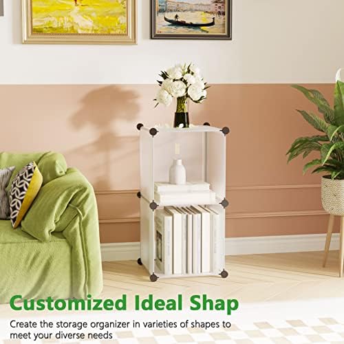 C&AHOME Modular Bookcase, 2-Cube Storage Organizer, Plastic Shelves, White - Image 5