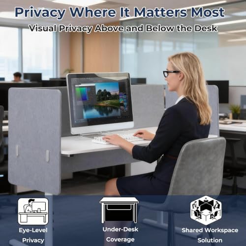 Desk Privacy Panel, Gray Clamp-On Divider for Office & Home - Image 3
