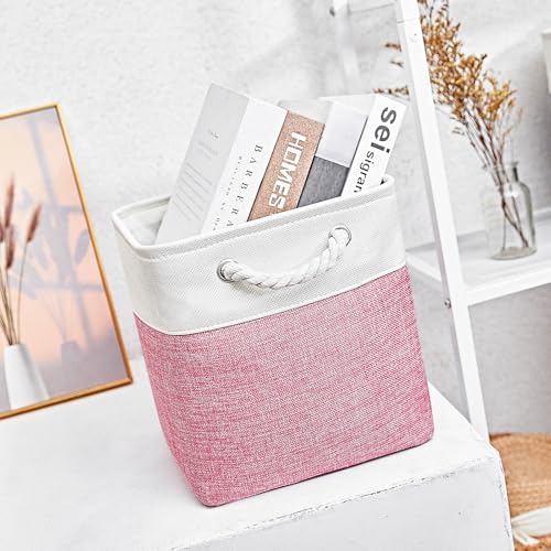 Cube Storage Bins, Collapsible Fabric Storage Cubes Bins, 11 Inch Cube Storage Bins with Handles, Foldable Storage Cubes (Pink, 10.5 * 10.5 * 11inch) - Image 3