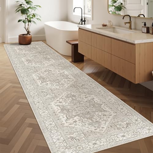 Madane Hallway Runner Rug 2'6''x12' Kitchen Runners Vintage, Beige/Brown - Image 3