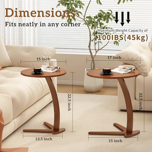 15 '' Couch Tables that Slide Under, C Shaped End Table, (Medium) - Image 2
