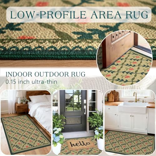 Floral Outdoor Rug - 28"x43" Front Door Mat Indoor Outside Entrance - Image 5