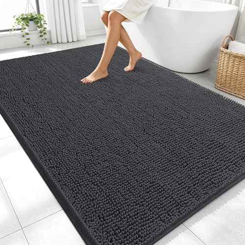 OLANLY Large Bathroom Rugs 70x46, Extra Soft Absorbent Chenille Bath Rugs by OLANLY