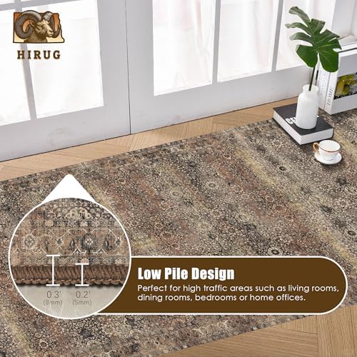 Washable Area Rug 2'6'' x 8' Vintage Traditional Persian Mat - Foldable Distressed Non-Slip Machine Washable Carpet for Living Room Bedroom Kitchen Home Decor - Umber and Slate - Image 5