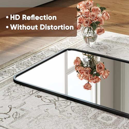 Antok 48" x 14" Full Length Over-the-Door Mirror, Hanging Mirror, Black - Image 5