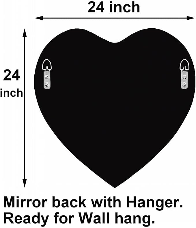 DMDFIRST Crystal Crush Diamond Heart Shaped Silver Mirror for Wall Decoration 24x24x1 inch Wall Hang Frameless Mirror Acrylic Diamond Décor. - Image 2