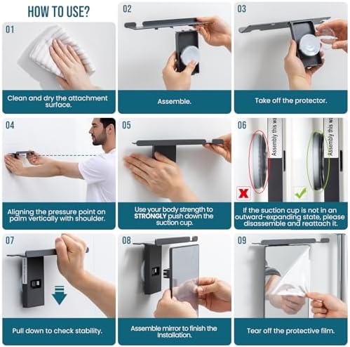 TAILI Shower Mirror Fogless for Shaving,Fogless Mirror Suction Wall Mounted - Image 5