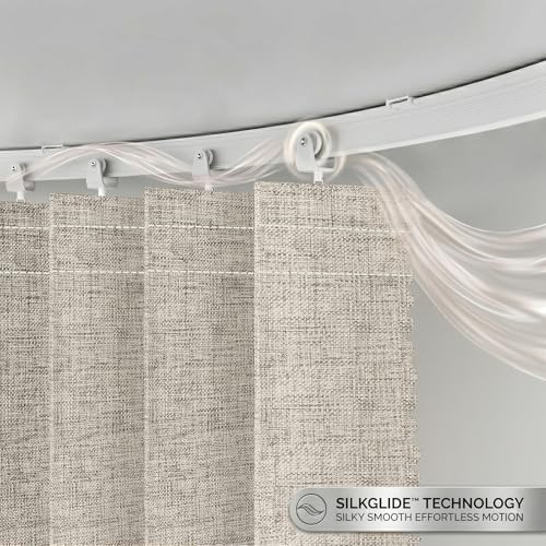 JILRON Accordion Partition Curtain with Ceiling Track - Space-Saving Room Divider, Tool-Free Installation(Off-White 100" W x 84" L-Pack of 1) - Image 3