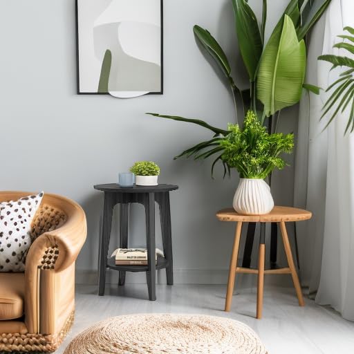 VASAGLE Round Side Table with Lower Shelf, End Table for Small Spaces - Image 6