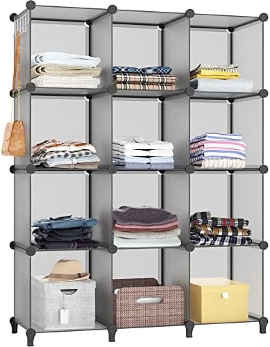 HOMIDEC Closet Organizers and Storage, 12 Cube Storage Organizer, Grey by DecorateYourHome