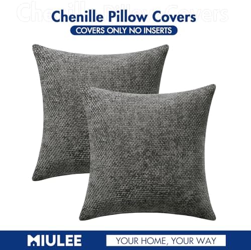 MIULEE Decorative Couch Throw Pillow Covers 16x16 Inch Dark Gray 2 Pack - Image 7