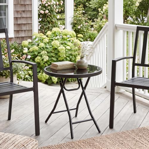 GIANTEX Folding Side Table w/Tempered Glass Tabletop & Metal Frame Set of 2 - Image 2