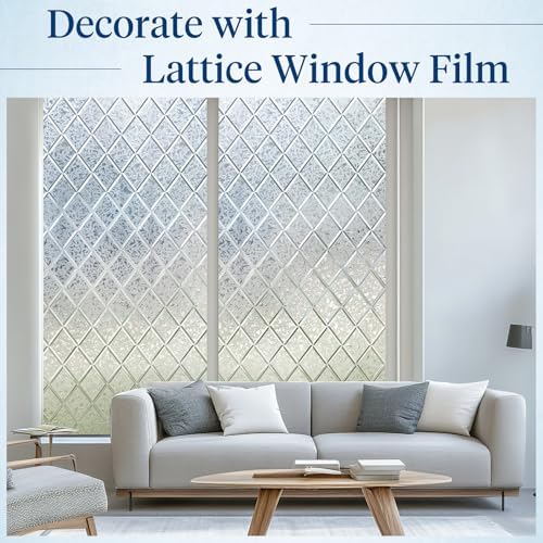 Haton Window Privacy Film, Decorative Frosted Film, Lattice 35.4" x 157.4" - Image 2