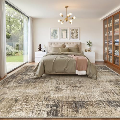 Valenrug 8x10 Area Rugs for Living Room, Abstract Large Washable Rug, Taupe by Valenrug