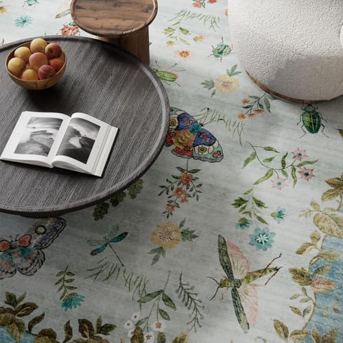 Machine Washable Rug for Living Room: 5x7 Area Rugs Vintage Rug Stain Resistant Non Slip Low Pile Soft Lightweight Carpets Rugs for Bedroom Kitchen Dining Room Nursery Kids Room Farmhouse Indoor - Image 3