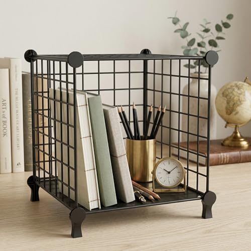 Cube Storage Organizer Metal Wire Shelf for Closet Office Black - Image 4