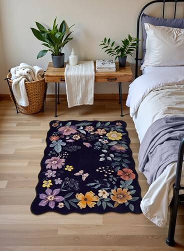 Lahome Floral Washable Entryway Rug, 2X3 Purple Kitchen Rugs Non Slip Small - Image 3
