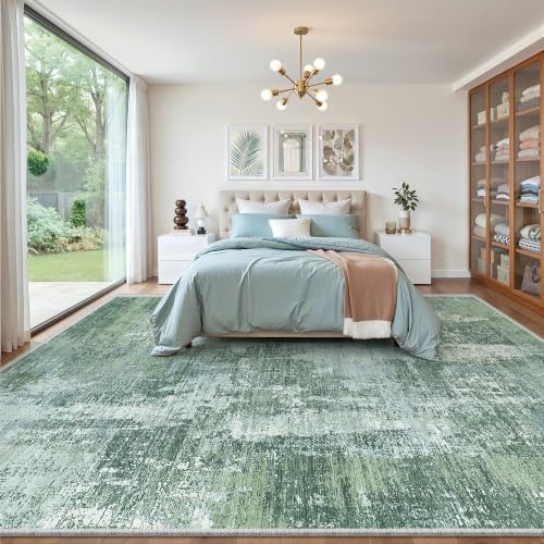 Valenrug 9x12 Area Rug, Abstract Washable Rugs for Living Room Sage Green - Image 3