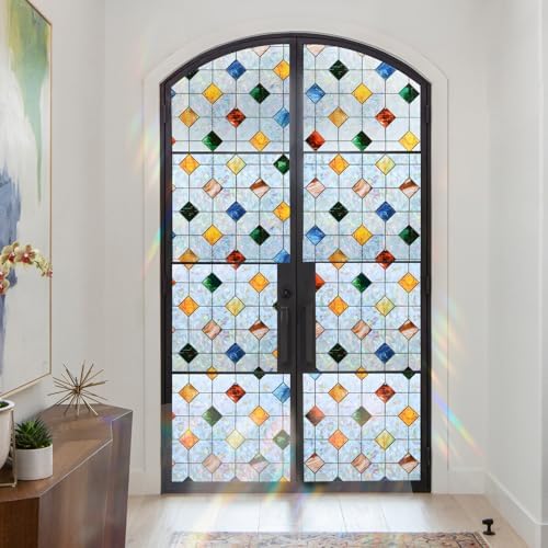 DKTIE Colorful Gem Rhombus Decorative Window Privacy Film 23.6in X 118.1in - Image 3
