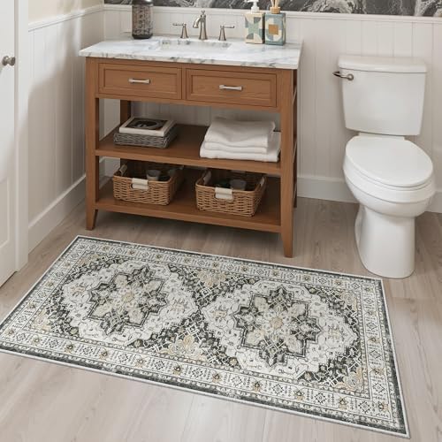 Madane Washable Area Rug 2x4, Small Entryway Rugs Non-Slip, Black - Image 4
