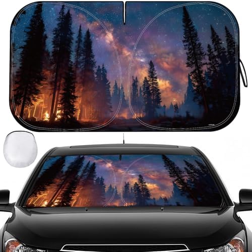 Car Windshield Sun Shade, Foldable Reflective UV Front Sunshade by LEVOTIYER
