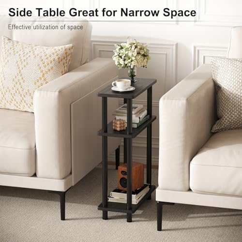 Apicizon Small Narrow Side Table, 3-Tier Skinny End Table, Black - Image 5