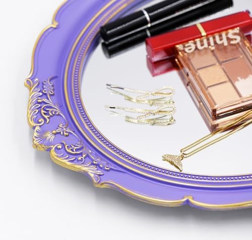 YCHMIR 14.8 x 13.1 inch Oval Wall Mirror Vintage Style (Purple) - Image 4