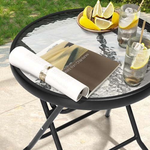 Outdoor Side Table, Small Patio End Table, Black - Image 6