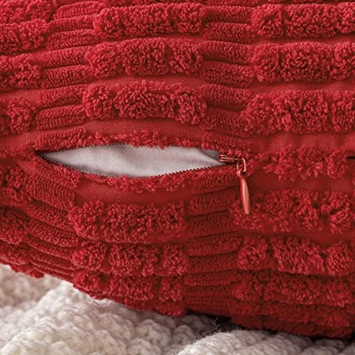 MIULEE Corduroy Decorative Throw Pillow Covers 12x12 Red Pack of 2 - Image 3