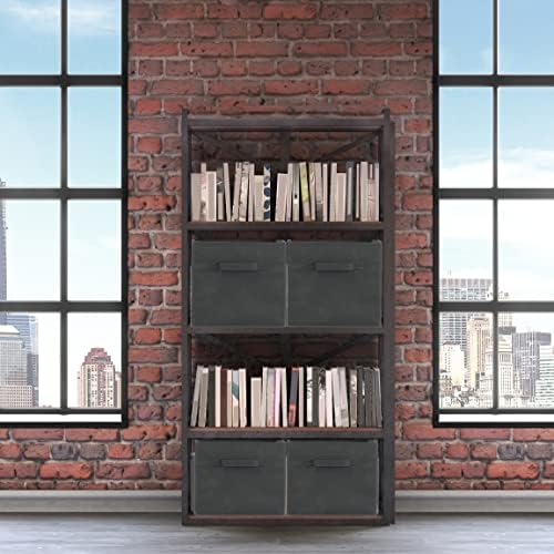 Simple Houseware 11-Inch Foldable Cube Storage Bins, Dark Gray, 6-Pack - Image 3