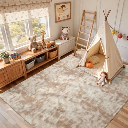 4x6 Tie-dye Light Tan Area Rug Non-Slip Washable for Bedroom Living Room - Image 5