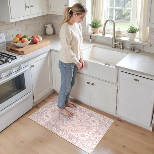 RELEANY Washable Area Rug, Small 2'x3', Pink - Image 2
